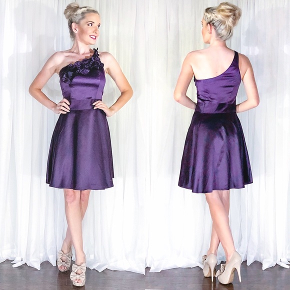 The Limited Dresses & Skirts - Limited Purple Origami One Shoulder Skater Dress